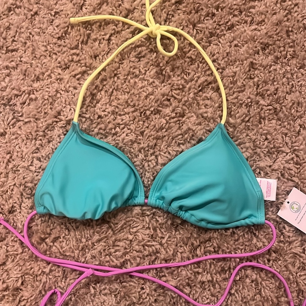 No Boundaries Teal String Bikini With Yellow And … - image 3